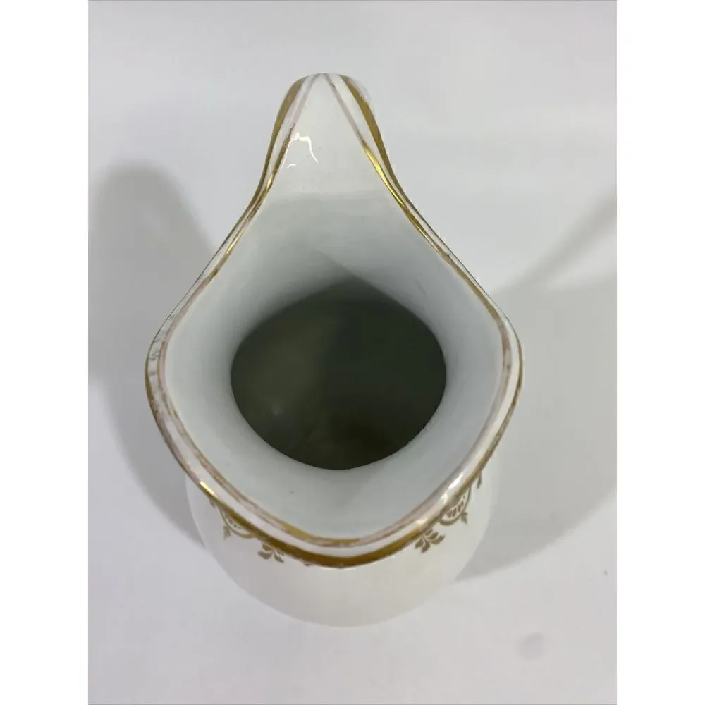 Antique Haviland French White Gilded Painted Pitcher 7.5”‎